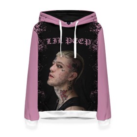 Женская толстовка 3D с принтом LiL PEEP в Кировске, 100% полиэстер  | двухслойный капюшон со шнурком для регулировки, мягкие манжеты на рукавах и по низу толстовки, спереди карман-кенгуру с мягким внутренним слоем. | lil peep | lil prince | pink | зарубежная музыка | лил пип | маленький принц