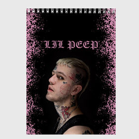 Скетчбук с принтом LiL PEEP в Кировске, 100% бумага
 | 48 листов, плотность листов — 100 г/м2, плотность картонной обложки — 250 г/м2. Листы скреплены сверху удобной пружинной спиралью | lil peep | lil prince | pink | зарубежная музыка | лил пип | маленький принц