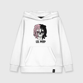 Детская толстовка хлопок с принтом Lil Peep в Кировске, 100% хлопок | Круглый горловой вырез, эластичные манжеты, пояс, капюшен | lil | lil peep | music | new | peep | rap | rip | skull | лил | музыка | пеп | пип | рэп | рэпер | скилет | череп