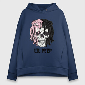 Женское худи Oversize хлопок с принтом Lil Peep в Кировске, френч-терри — 70% хлопок, 30% полиэстер. Мягкий теплый начес внутри —100% хлопок | боковые карманы, эластичные манжеты и нижняя кромка, капюшон на магнитной кнопке | lil | lil peep | music | new | peep | rap | rip | skull | лил | музыка | пеп | пип | рэп | рэпер | скилет | череп