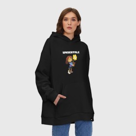 Худи SuperOversize хлопок с принтом UNDERTALE в Кировске, 70% хлопок, 30% полиэстер, мягкий начес внутри | карман-кенгуру, эластичная резинка на манжетах и по нижней кромке, двухслойный капюшон
 | asriel dreemurr | chara | frisk | gaster blaster | sans | undertale | азриэль дримурр | андертейл | андрайн | гастер | меттатон | санс | фриск | чара