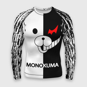 Мужской рашгард 3D с принтом Монокума поцарапанный в Кировске,  |  | anime | bear | black  white | danganronpa | kurokuma | monodam | monokuma | monomi | monotaro | pink | rabbit | school | shirokuma | аниме | главарь | мoноми | монокума | черно белый | школа