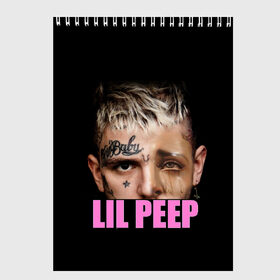 Скетчбук с принтом Lil Peep в Кировске, 100% бумага
 | 48 листов, плотность листов — 100 г/м2, плотность картонной обложки — 250 г/м2. Листы скреплены сверху удобной пружинной спиралью | lil | peep | автор | модель | певец | рэпер | хип хоп | эмо рэп.