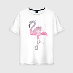Женская футболка хлопок Oversize с принтом Flamingo в Кировске, 100% хлопок | свободный крой, круглый ворот, спущенный рукав, длина до линии бедер
 | абстракция | акварель | арт | градиент | животные | минимализм | птицы | фламинго | экзотика | экзотические животные | экзотические птицы