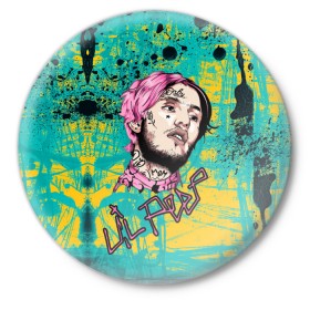 Значок с принтом Lil Peep в Кировске,  металл | круглая форма, металлическая застежка в виде булавки | lil | peep | автор | модель | певец | рэпер | хип хоп | эмо рэп.