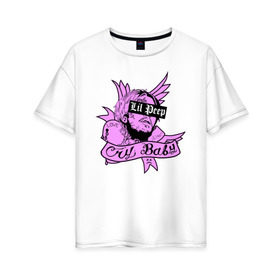 Женская футболка хлопок Oversize с принтом LIL PEEP в Кировске, 100% хлопок | свободный крой, круглый ворот, спущенный рукав, длина до линии бедер
 | lil peep | lil prince | pink | зарубежная музыка | лил пип | маленький принц