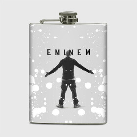 Фляга с принтом EMINEM | ЭМИНЕМ (Z) в Кировске, металлический корпус | емкость 0,22 л, размер 125 х 94 мм. Виниловая наклейка запечатывается полностью | Тематика изображения на принте: eminem | rap | зарубежный реп | реп | эминем