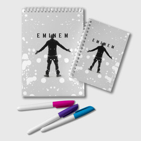 Блокнот с принтом EMINEM в Кировске, 100% бумага | 48 листов, плотность листов — 60 г/м2, плотность картонной обложки — 250 г/м2. Листы скреплены удобной пружинной спиралью. Цвет линий — светло-серый
 | eminem | rap | зарубежный реп | реп | эминем