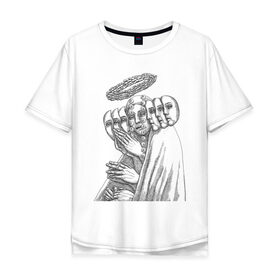 Мужская футболка хлопок Oversize с принтом Просветление, Нирвана в Кировске, 100% хлопок | свободный крой, круглый ворот, “спинка” длиннее передней части | 