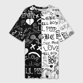 Платье-футболка 3D с принтом LIL PEEP LOGOBOMBING | ЛИЛ ПИП в Кировске,  |  | lil peep | lil prince | pink | зарубежная музыка | лил пип | маленький принц