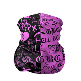Бандана-труба 3D с принтом LIL PEEP LOGOBOMBING BLACK PINK в Кировске, 100% полиэстер, ткань с особыми свойствами — Activecool | плотность 150‒180 г/м2; хорошо тянется, но сохраняет форму | Тематика изображения на принте: lil peep | lil prince | pink | зарубежная музыка | лил пип | маленький принц