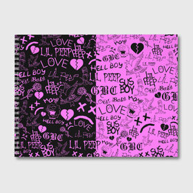 Альбом для рисования с принтом LIL PEEP LOGOBOMBING BLACK PINK в Кировске, 100% бумага
 | матовая бумага, плотность 200 мг. | lil peep | lil prince | pink | зарубежная музыка | лил пип | маленький принц
