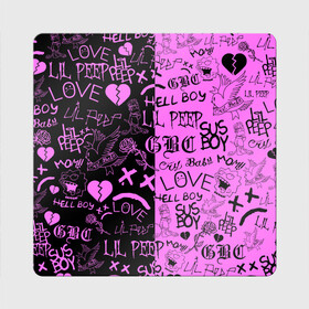Магнит виниловый Квадрат с принтом LIL PEEP LOGOBOMBING BLACK PINK в Кировске, полимерный материал с магнитным слоем | размер 9*9 см, закругленные углы | lil peep | lil prince | pink | зарубежная музыка | лил пип | маленький принц