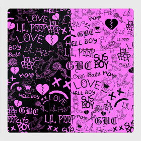Магнитный плакат 3Х3 с принтом LIL PEEP LOGOBOMBING BLACK PINK в Кировске, Полимерный материал с магнитным слоем | 9 деталей размером 9*9 см | lil peep | lil prince | pink | зарубежная музыка | лил пип | маленький принц