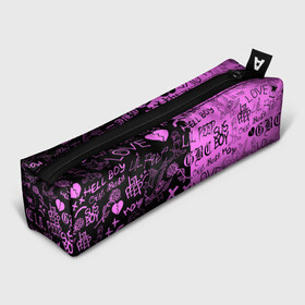 Пенал 3D с принтом LIL PEEP LOGOBOMBING BLACK PINK в Кировске, 100% полиэстер | плотная ткань, застежка на молнии | lil peep | lil prince | pink | зарубежная музыка | лил пип | маленький принц
