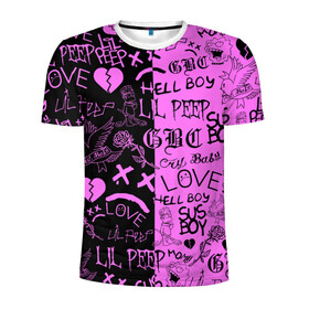 Мужская футболка 3D спортивная с принтом LIL PEEP LOGOBOMBING BLACK PINK в Кировске, 100% полиэстер с улучшенными характеристиками | приталенный силуэт, круглая горловина, широкие плечи, сужается к линии бедра | lil peep | lil prince | pink | зарубежная музыка | лил пип | маленький принц