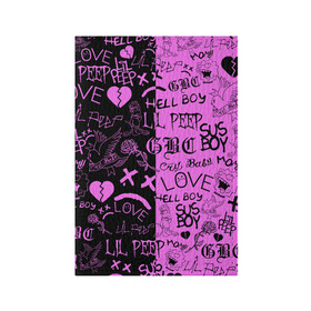 Обложка для паспорта матовая кожа с принтом LIL PEEP LOGOBOMBING BLACK PINK в Кировске, натуральная матовая кожа | размер 19,3 х 13,7 см; прозрачные пластиковые крепления | Тематика изображения на принте: lil peep | lil prince | pink | зарубежная музыка | лил пип | маленький принц