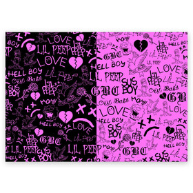 Поздравительная открытка с принтом LIL PEEP LOGOBOMBING BLACK PINK в Кировске, 100% бумага | плотность бумаги 280 г/м2, матовая, на обратной стороне линовка и место для марки
 | lil peep | lil prince | pink | зарубежная музыка | лил пип | маленький принц