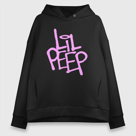 Женское худи Oversize хлопок с принтом LIL PEEP в Кировске, френч-терри — 70% хлопок, 30% полиэстер. Мягкий теплый начес внутри —100% хлопок | боковые карманы, эластичные манжеты и нижняя кромка, капюшон на магнитной кнопке | lil peep | lil prince | pink | зарубежная музыка | лил пип | маленький принц