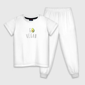 Детская пижама хлопок с принтом Go vegan #3 в Кировске, 100% хлопок |  брюки и футболка прямого кроя, без карманов, на брюках мягкая резинка на поясе и по низу штанин
 | avocado | go | govegan | vegan | vegetarian | авокадо | веган | веганство | вегетарианство