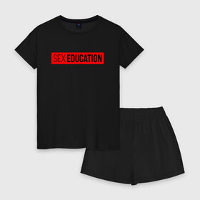 Женская пижама с шортиками хлопок с принтом SEX EDUCATION в Кировске, 100% хлопок | футболка прямого кроя, шорты свободные с широкой мягкой резинкой | 2 сезон | netflix | series | отис | отис милберн | половое воспитание | половое воспитание 2 | сериал