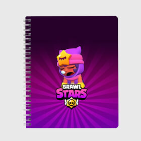 Тетрадь с принтом brawl stars sandy в Кировске, 100% бумага | 48 листов, плотность листов — 60 г/м2, плотность картонной обложки — 250 г/м2. Листы скреплены сбоку удобной пружинной спиралью. Уголки страниц и обложки скругленные. Цвет линий — светло-серый
 | brawl stars | brawl stars sandy | legendary brawler | leon | leon shark | sandy | shark | stars | акула | бравл стар сэнди | леон акула | сенди | сэнди