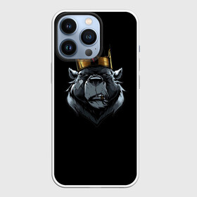 Чехол для iPhone 13 Pro с принтом king в Кировске,  |  | Тематика изображения на принте: для детей | для мальчиков | для мужиков | для мужчин | для парней | корона | медведь | россия | царь | черная
