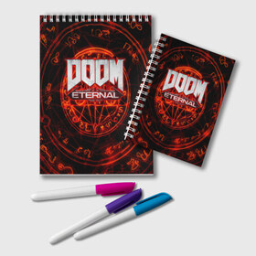 Блокнот с принтом DOOM в Кировске, 100% бумага | 48 листов, плотность листов — 60 г/м2, плотность картонной обложки — 250 г/м2. Листы скреплены удобной пружинной спиралью. Цвет линий — светло-серый
 | doom | doom eternal | дум