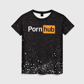 Женская футболка 3D с принтом PornHub в Кировске, 100% полиэфир ( синтетическое хлопкоподобное полотно) | прямой крой, круглый вырез горловины, длина до линии бедер | brazzers | hub | бразерс