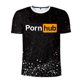 Мужская футболка 3D спортивная с принтом PornHub в Кировске, 100% полиэстер с улучшенными характеристиками | приталенный силуэт, круглая горловина, широкие плечи, сужается к линии бедра | brazzers | hub | бразерс