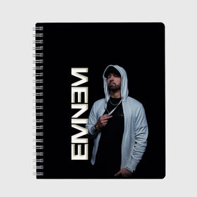 Тетрадь с принтом EMINEM в Кировске, 100% бумага | 48 листов, плотность листов — 60 г/м2, плотность картонной обложки — 250 г/м2. Листы скреплены сбоку удобной пружинной спиралью. Уголки страниц и обложки скругленные. Цвет линий — светло-серый
 | Тематика изображения на принте: eminem | rap | маршалл | музыка | музыкант | песни | реп | рэп | рэпер | хип хоп | эминем