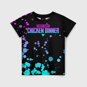 Детская футболка 3D с принтом Chicken Dinner в Кировске, 100% гипоаллергенный полиэфир | прямой крой, круглый вырез горловины, длина до линии бедер, чуть спущенное плечо, ткань немного тянется | asia | battle | chicken | dinner | duo | epic | guide | lucky | map | miramar | mobile | mortal | pro | royale | solo | winner | битва | лут | пабг | пубг | стрим | топ