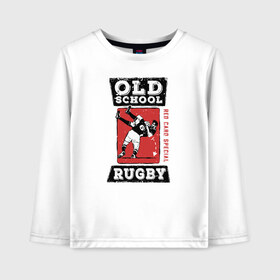 Детский лонгслив хлопок с принтом Old School Rugby в Кировске, 100% хлопок | круглый вырез горловины, полуприлегающий силуэт, длина до линии бедер | rugby | регби | спорт | футбол