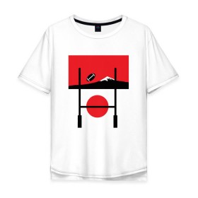 Мужская футболка хлопок Oversize с принтом Регби, Япония 2019 в Кировске, 100% хлопок | свободный крой, круглый ворот, “спинка” длиннее передней части | Тематика изображения на принте: rugby | регби | спорт | футбол