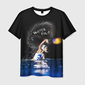 Мужская футболка 3D с принтом Water polo в Кировске, 100% полиэфир | прямой крой, круглый вырез горловины, длина до линии бедер | polo | water polo | вода | водное поло | водный спорт | плавание | пловец | поло | спорт