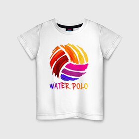 Детская футболка хлопок с принтом Мяч для водного поло в Кировске, 100% хлопок | круглый вырез горловины, полуприлегающий силуэт, длина до линии бедер | polo | water polo | вода | водное поло | водный спорт | плавание | пловец | поло | спорт