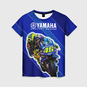 Женская футболка 3D с принтом Valentino Rossi в Кировске, 100% полиэфир ( синтетическое хлопкоподобное полотно) | прямой крой, круглый вырез горловины, длина до линии бедер | bike | bikes | moto | moto gp | motogp | rossi | vale | valentino rossi | yamaha | yamaha motogp | байкер | вале | валентино росси | мото | мото гп | мотогонки | мотогп | мотоцикл | мотоциклист | мотоциклы | росси