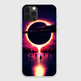 Чехол для iPhone 12 Pro Max с принтом Retrowave bleeding sun в Кировске, Силикон |  | cosmos | dark all day | gunship | retro wave | retrowave | stars