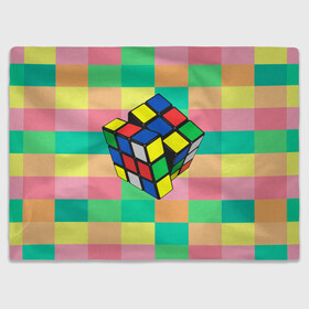 Плед 3D с принтом Кубик Рубика в Кировске, 100% полиэстер | закругленные углы, все края обработаны. Ткань не мнется и не растягивается | игра | интеллект | куб | кубик | рубик | ум