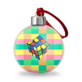 Ёлочный шар с принтом Кубик Рубика в Кировске, Пластик | Диаметр: 77 мм | Тематика изображения на принте: игра | интеллект | куб | кубик | рубик | ум