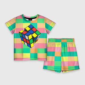 Детский костюм с шортами 3D с принтом Кубик Рубика в Кировске,  |  | игра | интеллект | куб | кубик | рубик | ум