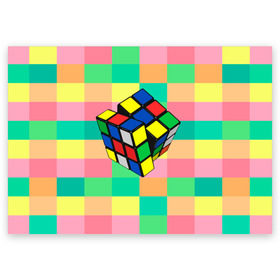 Поздравительная открытка с принтом Кубик Рубика в Кировске, 100% бумага | плотность бумаги 280 г/м2, матовая, на обратной стороне линовка и место для марки
 | Тематика изображения на принте: игра | интеллект | куб | кубик | рубик | ум