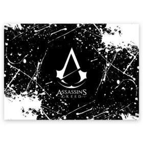 Поздравительная открытка с принтом ASSASSIN`S CREED в Кировске, 100% бумага | плотность бумаги 280 г/м2, матовая, на обратной стороне линовка и место для марки
 | slayer | асасин | ассасин крид | ассассин | тамплиеры