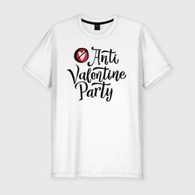 Мужская футболка хлопок Slim с принтом Anti Valentine Party в Кировске, 92% хлопок, 8% лайкра | приталенный силуэт, круглый вырез ворота, длина до линии бедра, короткий рукав | Тематика изображения на принте: 14 февраля | антивалентин | день святого  валентина | любовь | подарок