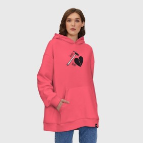 Худи SuperOversize хлопок с принтом Broken heart в Кировске, 70% хлопок, 30% полиэстер, мягкий начес внутри | карман-кенгуру, эластичная резинка на манжетах и по нижней кромке, двухслойный капюшон
 | 14 февраля | антивалентин | день святого  валентина | любовь | подарок