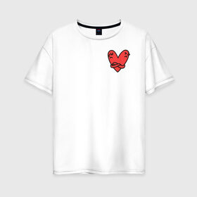 Женская футболка хлопок Oversize с принтом сердечко в Кировске, 100% хлопок | свободный крой, круглый ворот, спущенный рукав, длина до линии бедер
 | 14 февраля | антивалентин | день святого  валентина | любовь | подарок