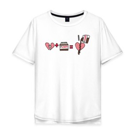 Мужская футболка хлопок Oversize с принтом NUTELLA в Кировске, 100% хлопок | свободный крой, круглый ворот, “спинка” длиннее передней части | 14 февраля | антивалентин | день святого  валентина | любовь | подарок