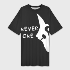 Платье-футболка 3D с принтом Never One в Кировске,  |  | jinx | kda | league | lol | moba | pentakill | riot | rise | rus | skins | варвик | варус | воин | легенд | лига | лол | маг | стрелок | танк | чемпион
