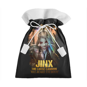 Подарочный 3D мешок с принтом Jinx в Кировске, 100% полиэстер | Размер: 29*39 см | Тематика изображения на принте: jinx | kda | league | lol | moba | pentakill | riot | rise | rus | skins | варвик | варус | воин | легенд | лига | лол | маг | стрелок | танк | чемпион