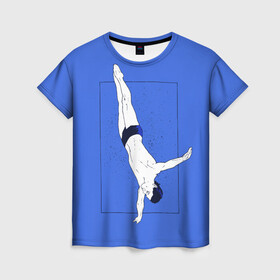 Женская футболка 3D с принтом Dive в Кировске, 100% полиэфир ( синтетическое хлопкоподобное полотно) | прямой крой, круглый вырез горловины, длина до линии бедер | cliff diving | dive | diving | swimming | плавание | прыжки в воду | спорт